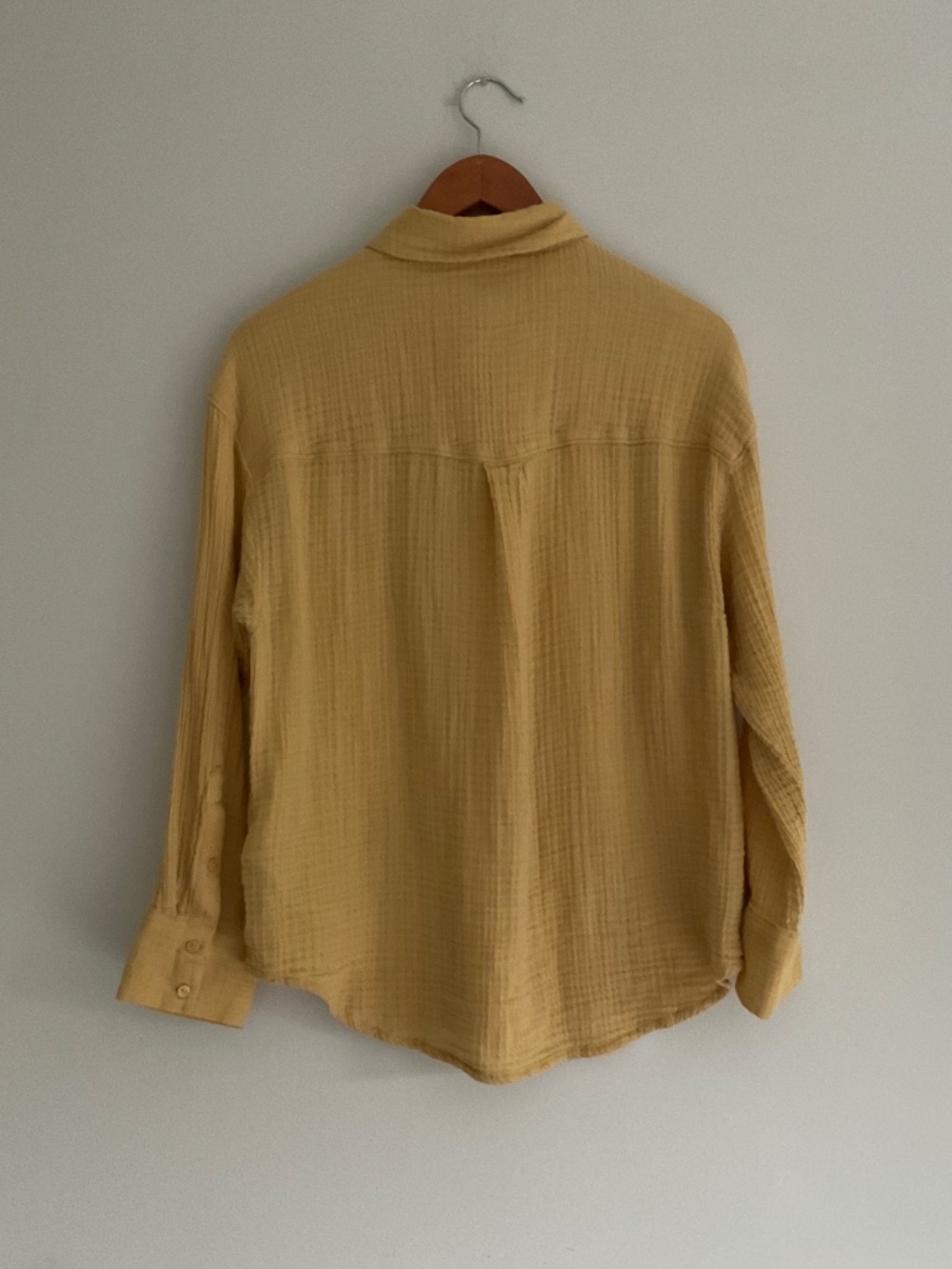 Abercrombie & Fitch Oversized Double Gauze Button Up Shirt Sz S Yellow Boho - Picture 3 of 10